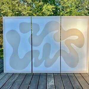 Large Abstract White and Cream Wall Art 72x48 (3 Panels 24x48)